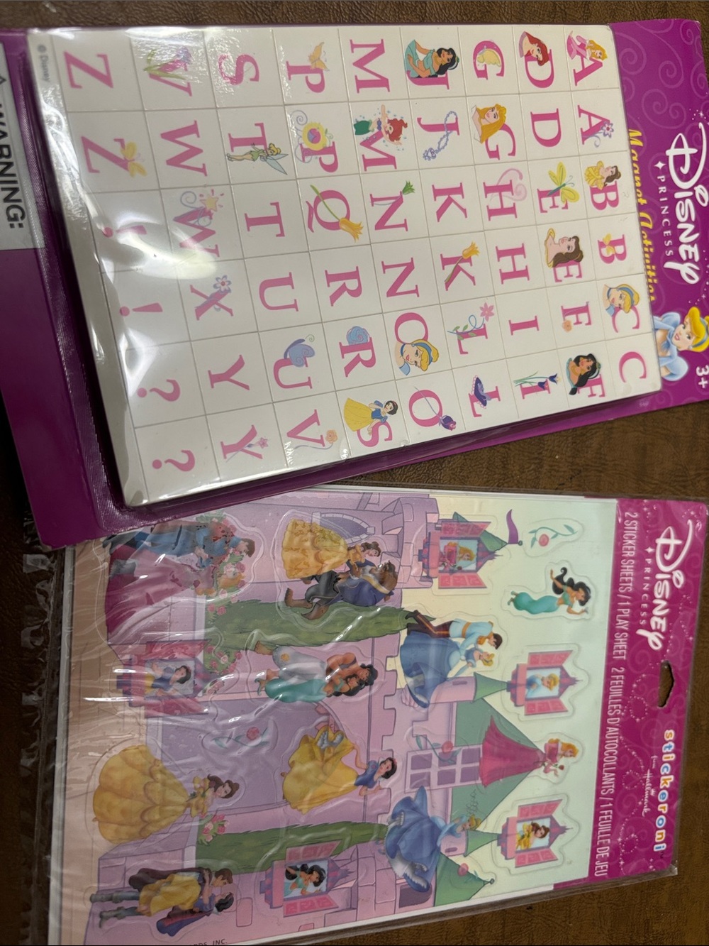 Disney Princess Alphabet mini magnets and 2 Sheets Princess Stickers